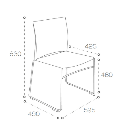 Dimensions for Connection Office Xpresso Stackable Chairs - Set of Four